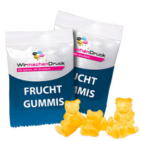 Fruchtgummi-Tütchen 20g Honig (Form: Bärchen), 4/4 farbig beidseitig bedruckt