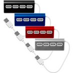 USB Hub mit 4 USB-Anschluessen, verschiedene Farben