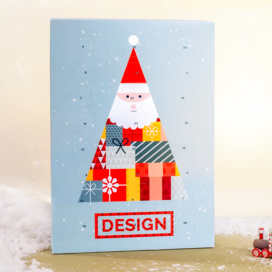 Bedruckter Premium-Schoko-Adventskalender, als Wandkalender im Hochformat