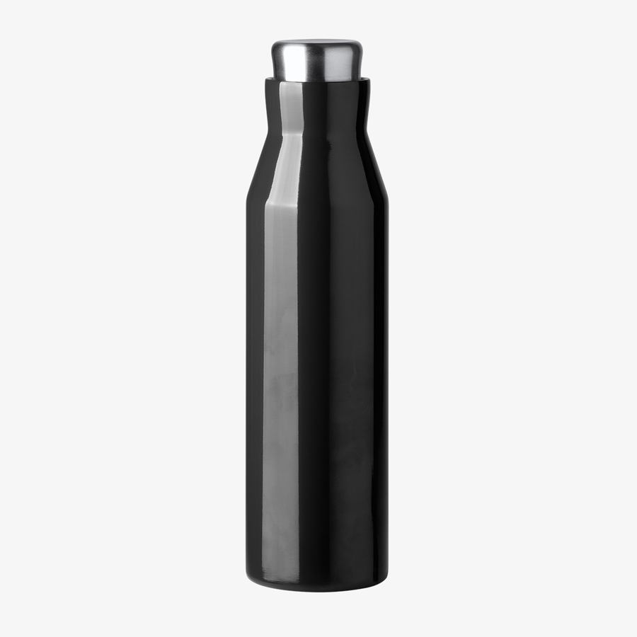 Doppelwandige Edelstahl-Isolierflasche in Schwarz mit 600 ml Volumen, unveredelt