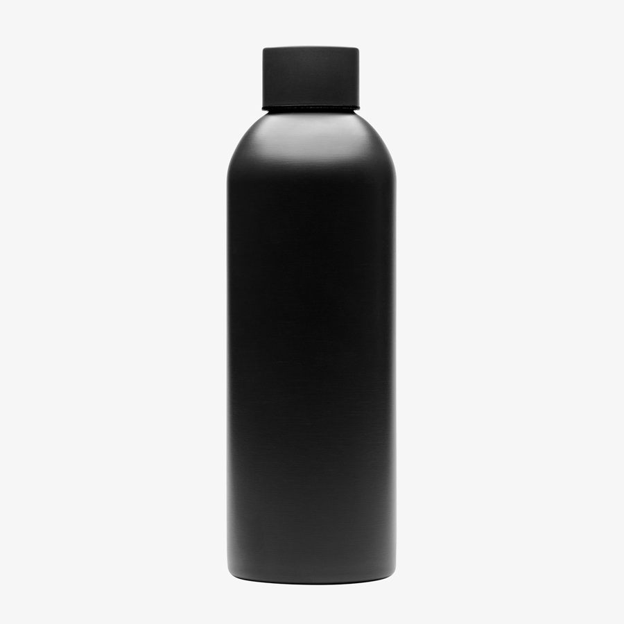 Schwarze inwandige Edelstahlflasche mit 800 ml Volumen, ohne Personalisierung