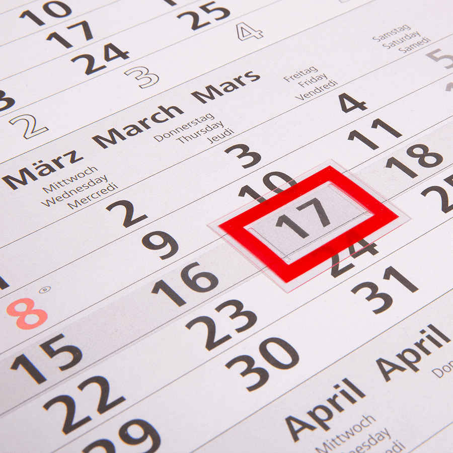 Detailansicht 3-, 4- oder 5-Monatskalender, praktischer Datumsschieber auf Kalendarium