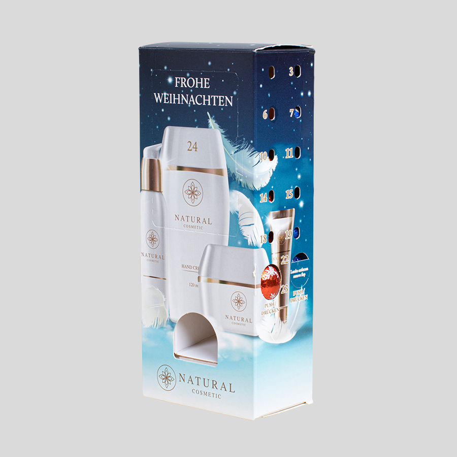 Adventskalender-Turm von Lindt aus GC2 mit Corporate Design auf einer Druckfläche von 262 x 342 mm