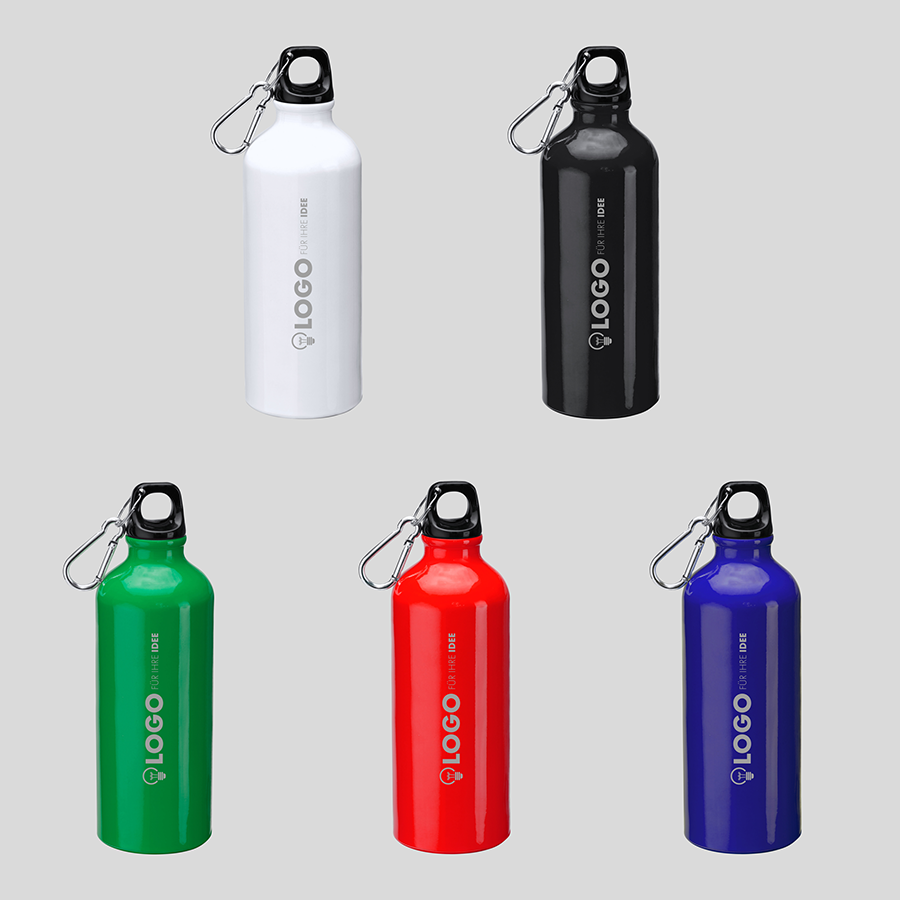 Gravierte Aluminiumflaschen (800 ml) in verschiedenen Farben