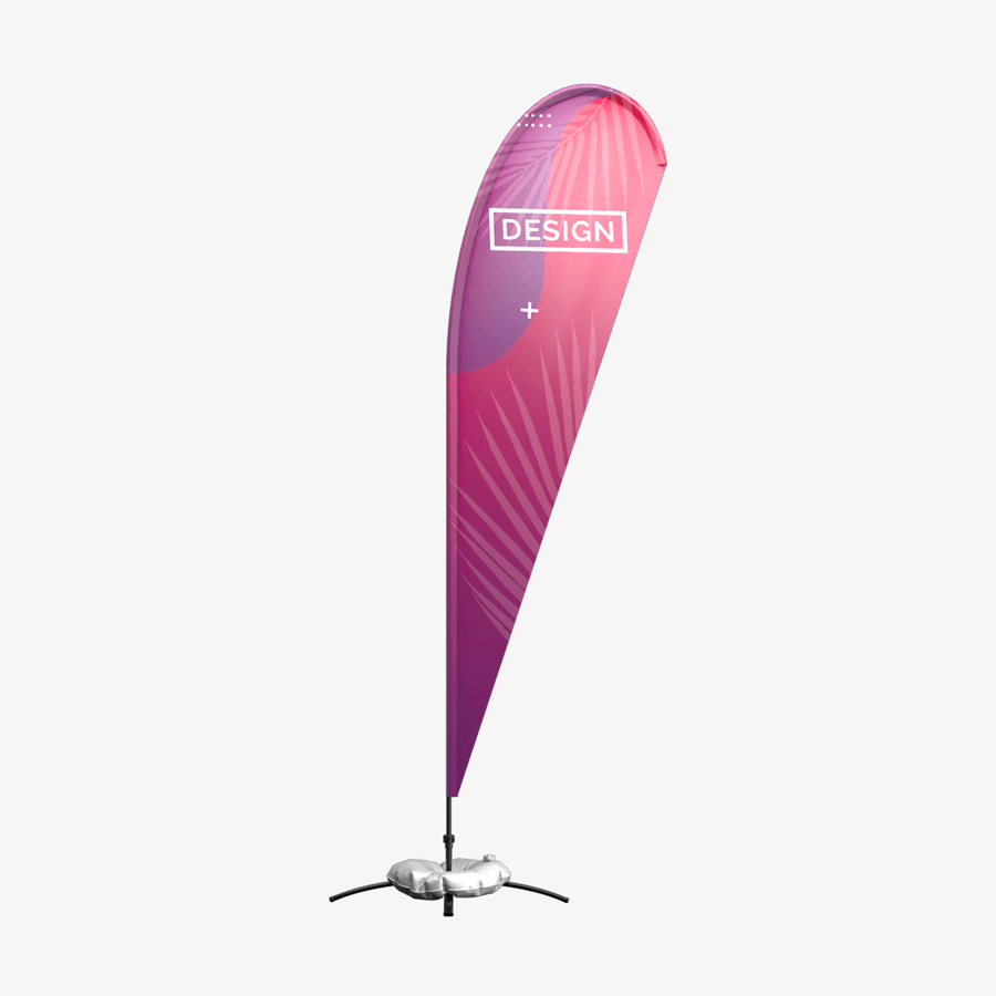Beachflag oder Snowflag als Dropflag im Basic-Modell, in Größe L und in der Gesamtansicht