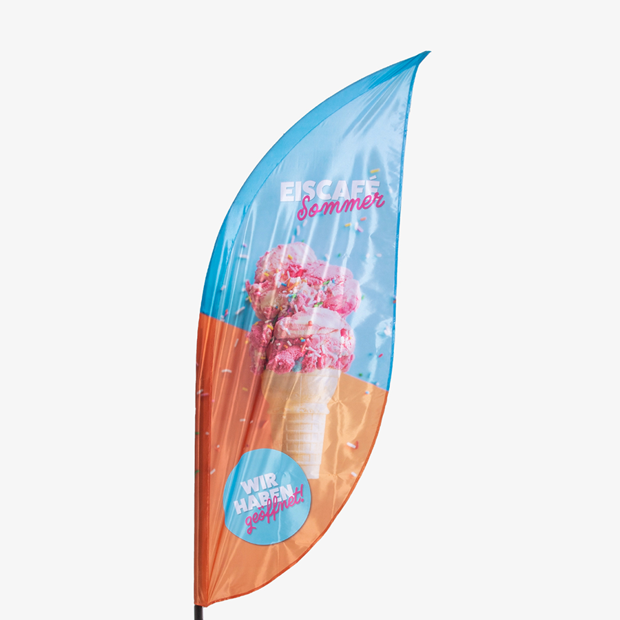 Beachflag und Snowflag konvex mit bedrucktem Mastkanal
