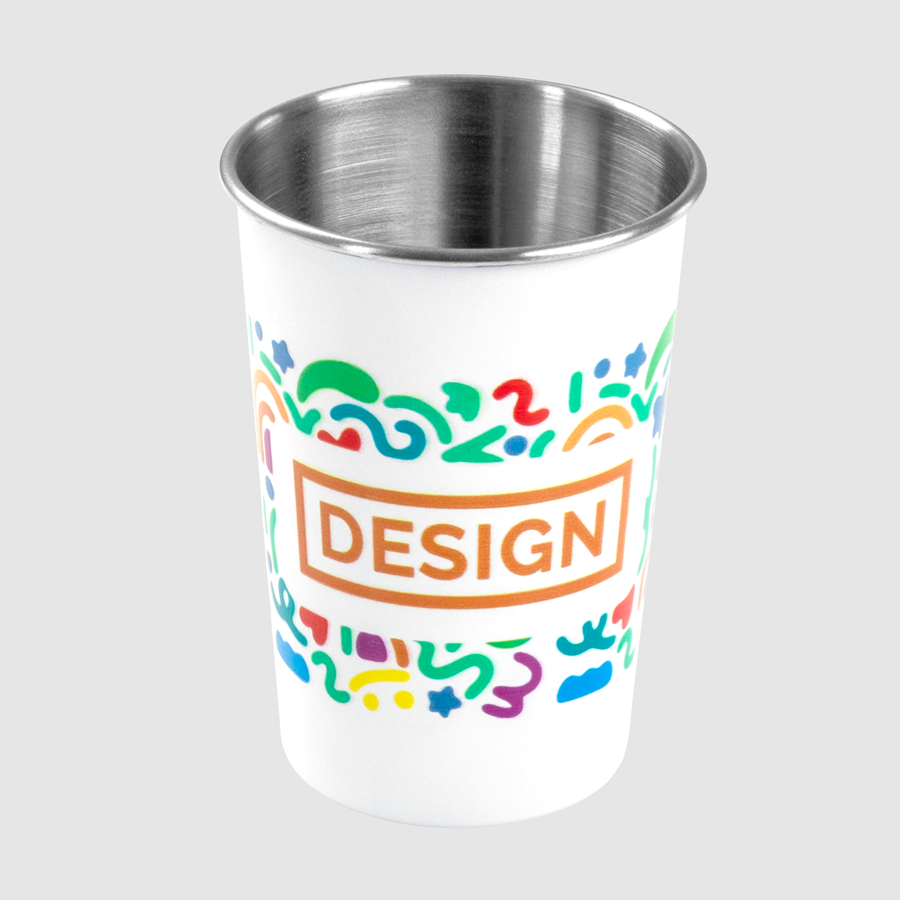 350 ml fassender Mehrweg-To-go-Becher aus Edelstahl mit vollfarbigem Aufdruck