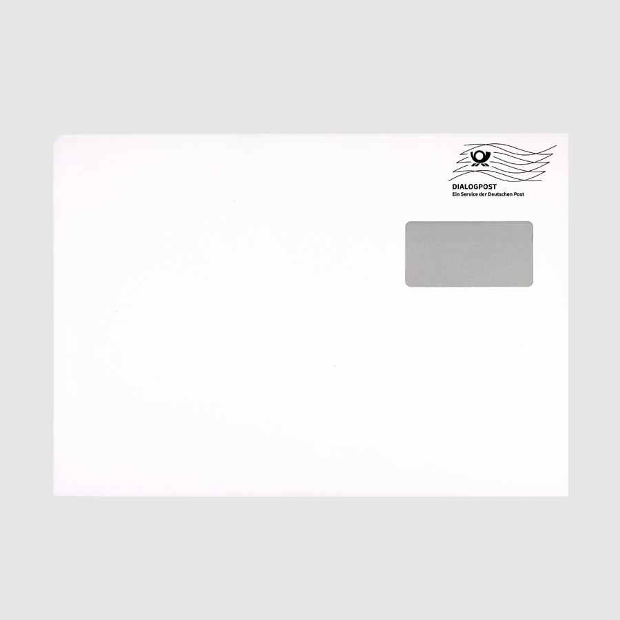 Unbedruckter Briefumschlag in DIN B4 mit Fenster und Frankierwelle