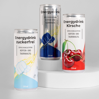 Neutral bedruckte Energydrink-Dosen aus dem Getränkedosen-Musterset