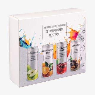 Neutrales Getränkedosen-Musterset, Dosen und Karton mit neutralem Design bedruckt