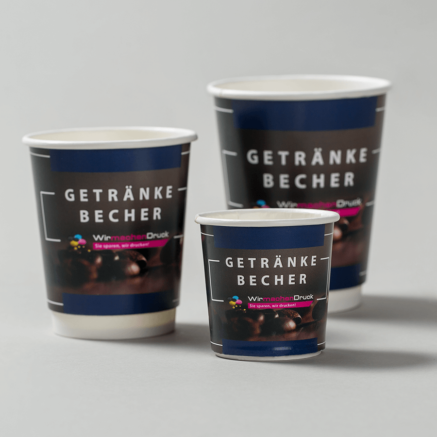 Standard-Becher der BudgetLine in verschiedenen Größen, individuell bedruckt mittels Offset- oder Flexodruck