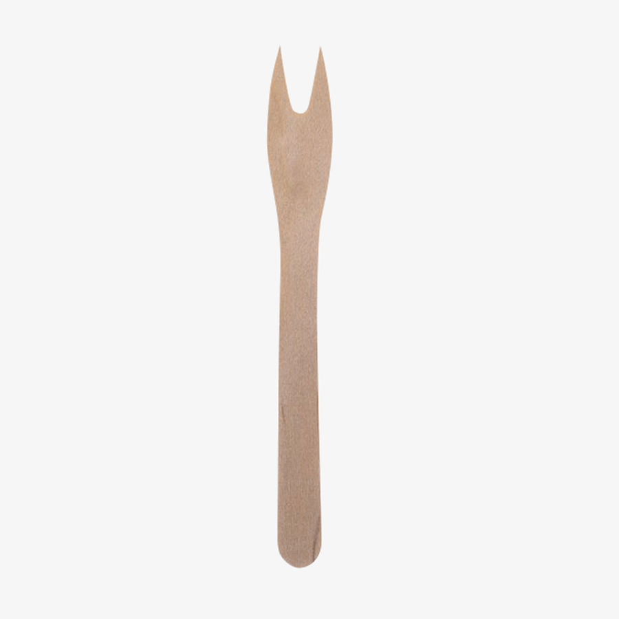 Holz-Salatgabel als Einweg-Gabel, 12 cm lang und unbedruckt