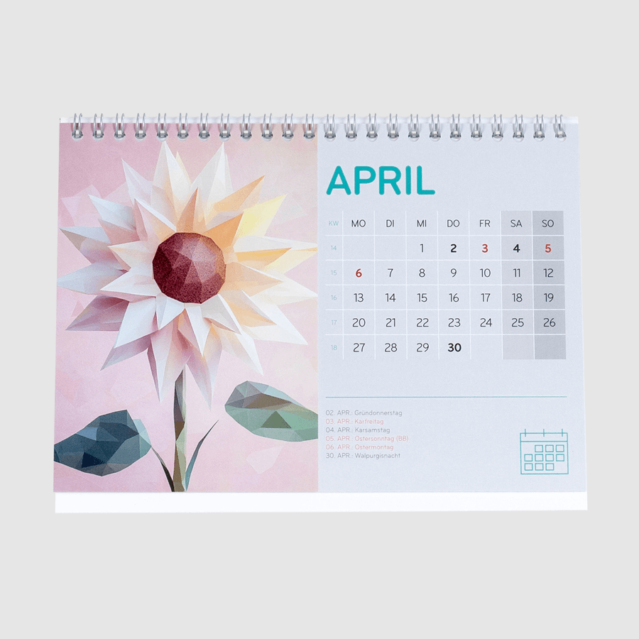 Monatstischkalender, enthalten im neutralen Kalender-Musterset