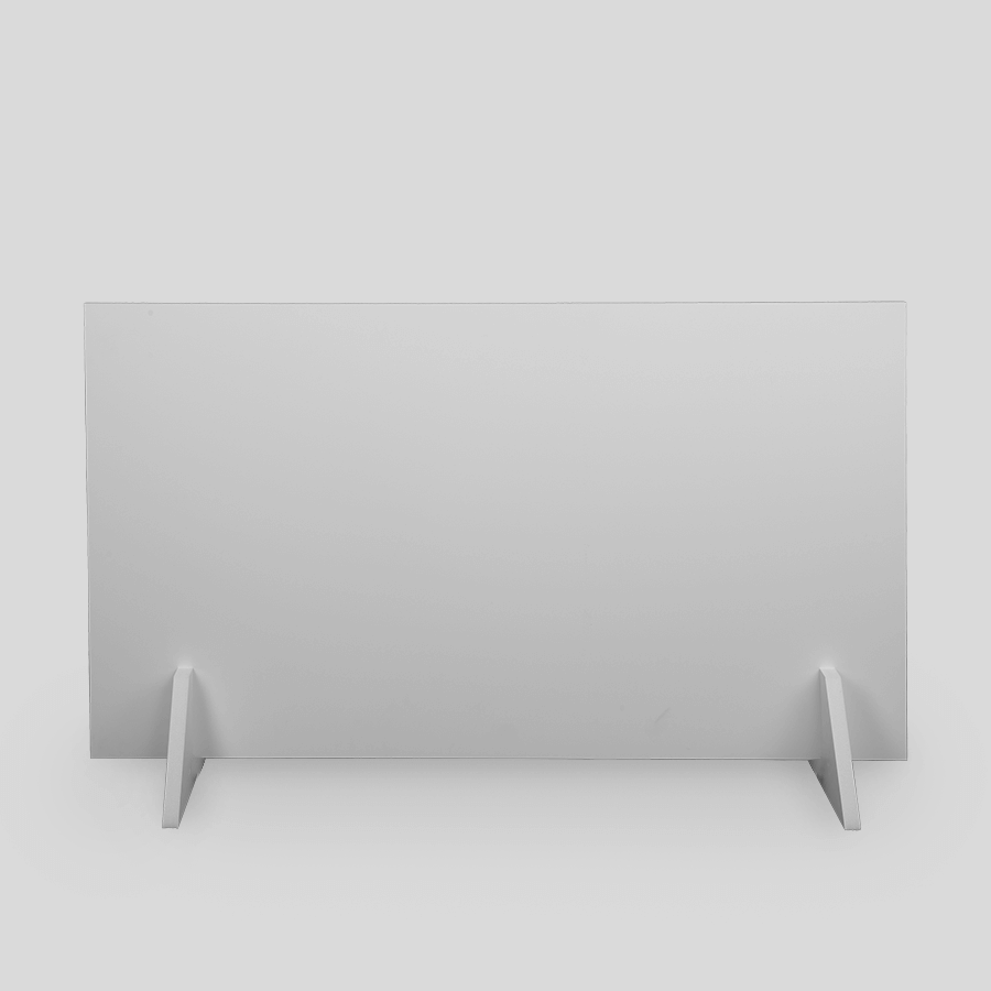 Mobile Trennwand aus weißer Leichtschaumplatte (10 mm), inkl. passenden Standfüßen