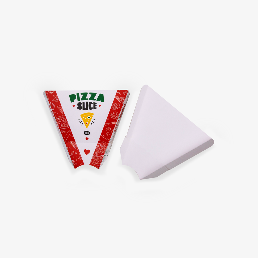 Pizzaecken-Verpackung mit individuellem Druck im Endformat 20,9 x 17 cm