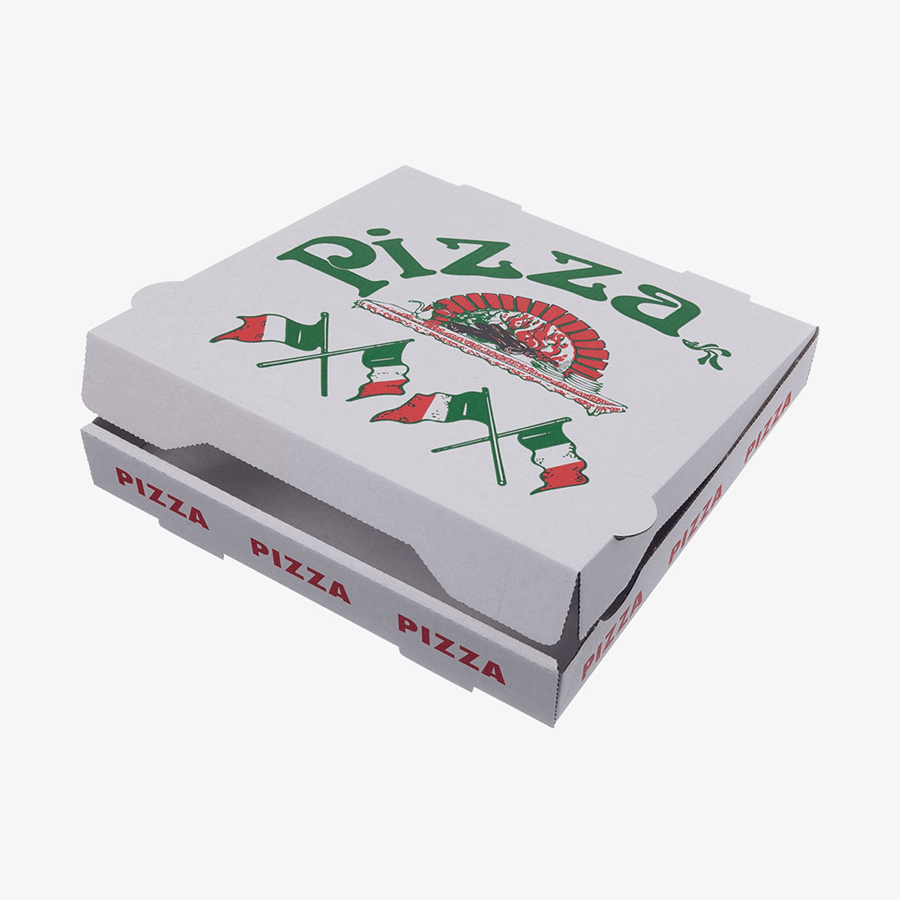 Pizzakarton (33 x 33 x 4 cm) mit Fertigmotiv italienische Flagge