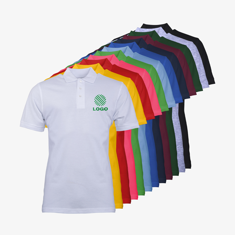 Basic-Poloshirts für Herren von B&C Collection in vielen Farben mit Digitaldruck vorne rechts auf der Brust