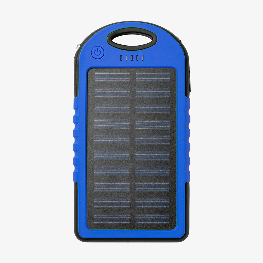 Blaue Solar-Powerbank mit LED-Anzeige und 4.000 mAh, unveredelt