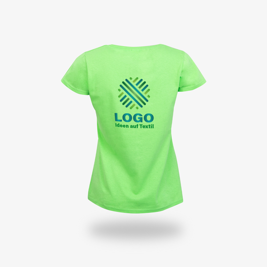 Grünes Budget-Kinder-Shirt mit Wunschmotiv auf der Rückseite