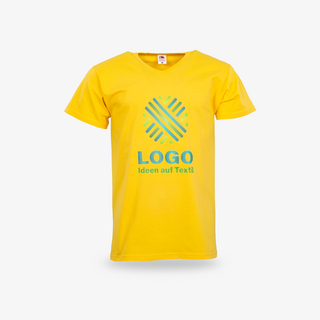 V-Neck-T-Shirt für Herren in Gelb mit bedruckter Vorderseite