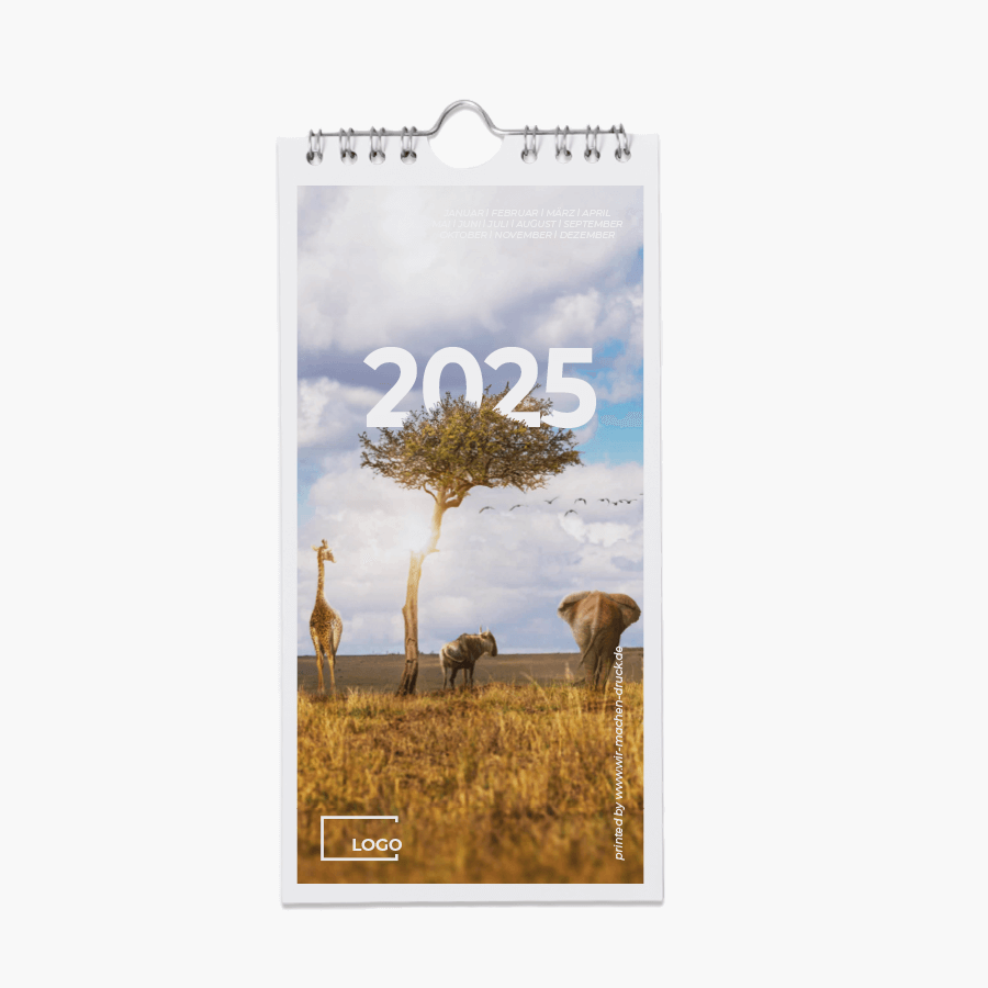 2025er Monatswandkalender im Hochformat, im Design Wildlife