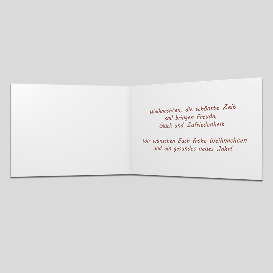 Innenansicht aufgeklappte Weihnachtskarte im Format DIN lang, Einbruchfalz