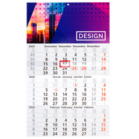 3-Monatskalender mit individuell bedrucktem Kopfteil (6/0-farbig CMYK + 2 Sonderfarben)