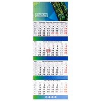 4-Monatskalender (Mehrblock), 30 x 90 cm (5/0-farbig CMYK + 1 Sonderfarbe)