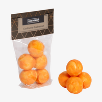 Pralinenset mit fünf alkoholfrein Pralinen, Folienbeutel mit bedrucktem Etikett