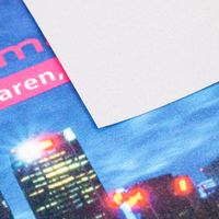 Banner, farbig bedruckt, Detail Vorder- und Rückseite