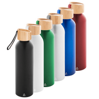 Aluminiumflasche mit Bambusdeckel und Trageschlaufe Farbauswahl