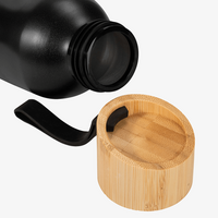 Aluminiumflasche mit Bambusdeckel und Trageschlaufe unbedruckt