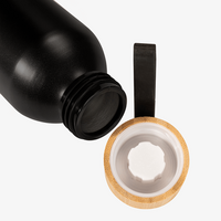 Aluminiumflasche mit Bambusdeckel und Trageschlaufe unbedruckt