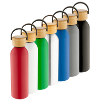 Aluminiumflasche mit Bambus-Tragedeckel Farbauswahl