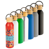 Aluminiumflasche mit Bambus-Tragedeckel Farbauswahl