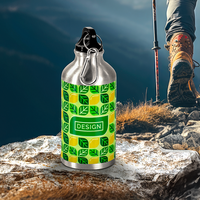 Aluminiumflasche mit Karabinerhaken bedruckt