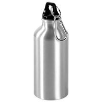 Aluminiumflasche mit Karabinerhaken unbedruckt