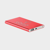 Aluminium-Powerbank 4.000 mAh, rot, einseitiger Lasergravur