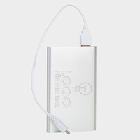 Aluminium-Powerbank 4.000 mAh, silber, einseitiger Lasergravur, Ladekabel