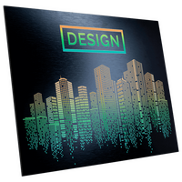 Aluminiumverbundplatte schwarz gebürstet, rechteckig, 4-farbig + weiß hinterlegt