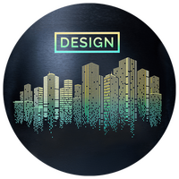 Aluminiumverbundplatte schwarz gebürstet, kreisrund konturgefräst, 4-farbig + weiß hinterlegt