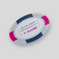 Aufkleber farbig bedruckt, oval, liegend