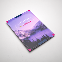 Aufkleber DIN A6, Ansicht des farbbrillanten Drucks, Druckbild Schneelandschaft in magentatönen