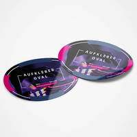 zwei Aufkleber oval leicht gewölbt mit Schattenfall nach rechts