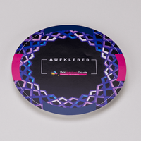 Aufkleber, farbig bedruckt, liegend, rund