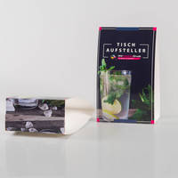 Aufsteller, farbig bedruckt, stehend