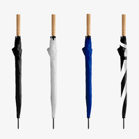 Stockschirm mit geradem Holzgriff, verschiedene Farben, geschlossen