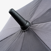 Sturmschirm mit gebogenem Kundstoffgriff, offen, details