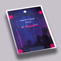 Backstagepass, farbig bedruckt, liegend mit Loch