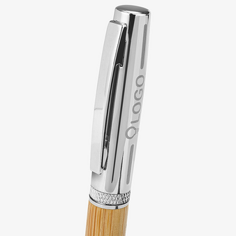 Bambus-Kugelschreiber Chroma mit einseitiger Lasergravur